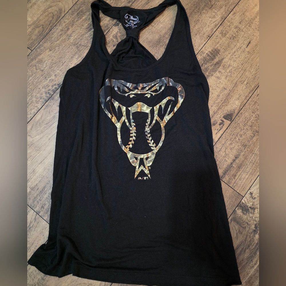 ** Majestic‎ Thread Black Sleeveless Top with Diamondbacks Design